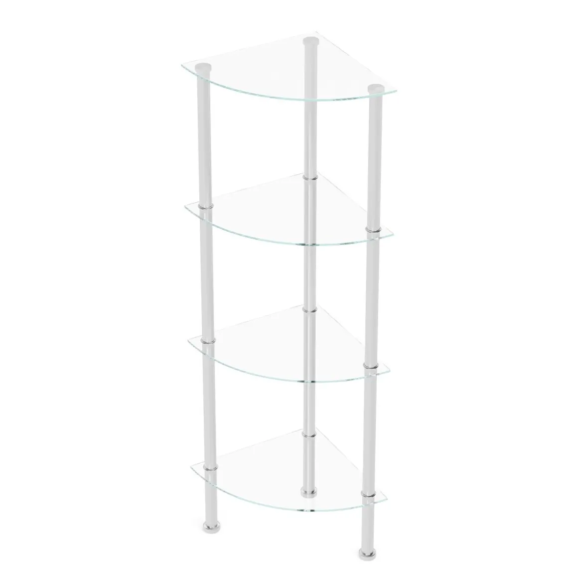 Eckregal Glas mit 4 Ebenen 30 x 108 cm silber