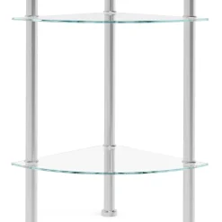 Eckregal Glas mit 4 Ebenen 30 x 108 cm silber