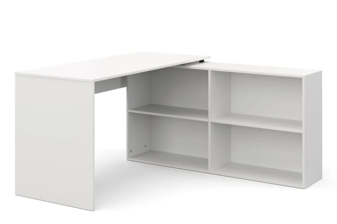 Eckschreibtisch AARON mit Regal 137 x 137 x 75 cm weiss
