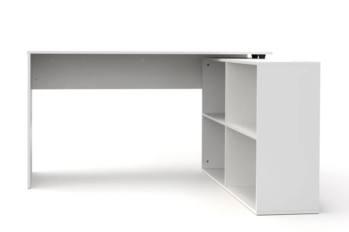 Eckschreibtisch AARON mit Regal 137 x 137 x 75 cm weiss