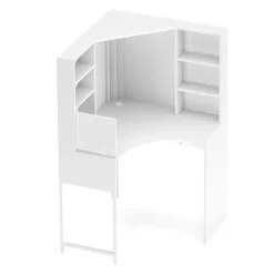 Eckschreibtisch EMIL mit Regal 85 x 85 x 142 cm weiss