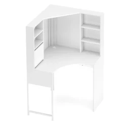 Eckschreibtisch EMIL mit Regal 85 x 85 x 142 cm weiss