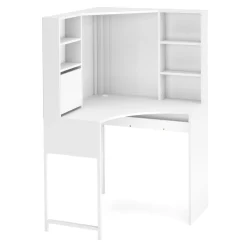 Eckschreibtisch EMIL mit Regal 85 x 85 x 142 cm weiss