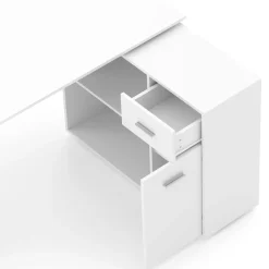 Eckschreibtisch STUARD mit Stauraum 120 x 106 x 75 cm weiss