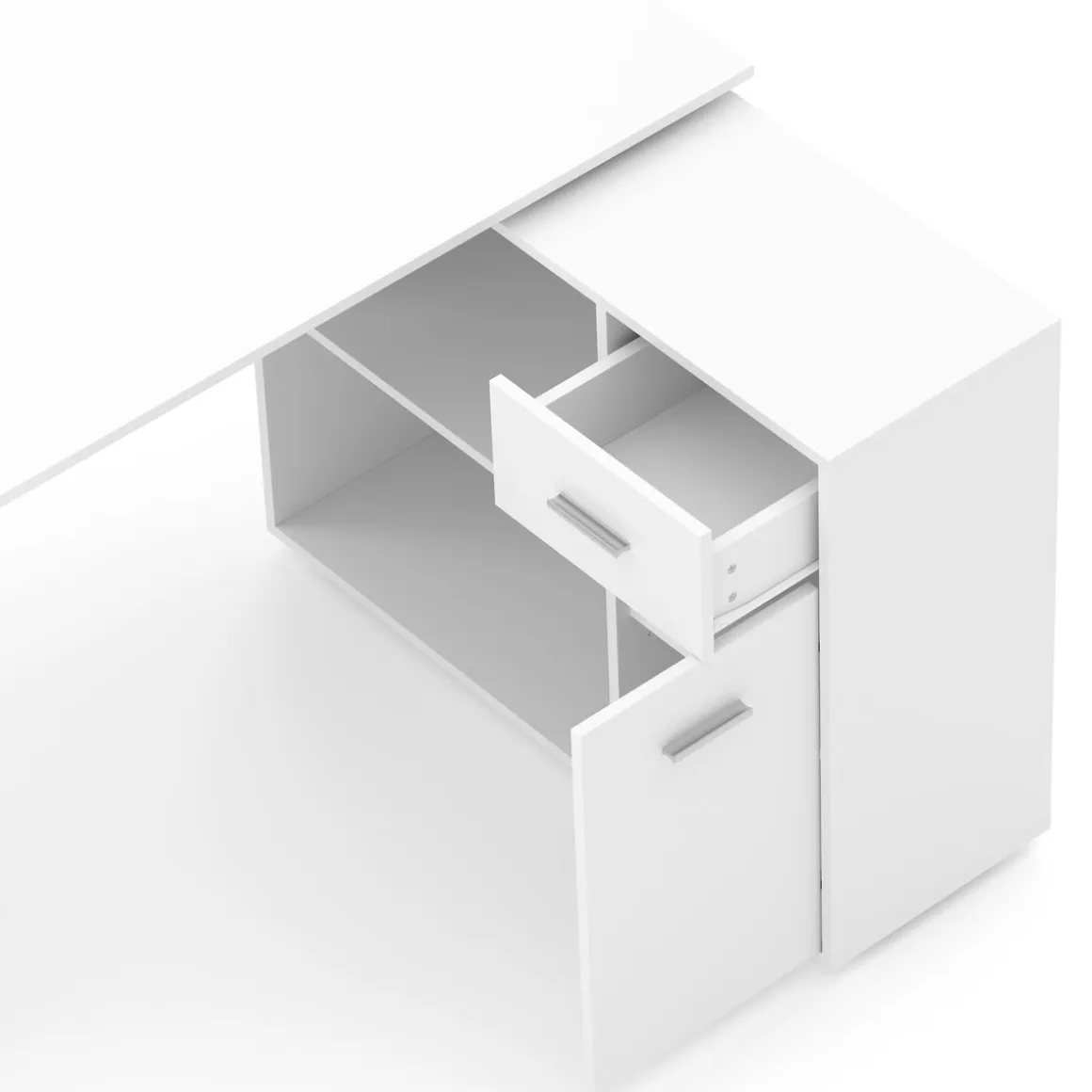 Eckschreibtisch STUARD mit Stauraum 120 x 106 x 75 cm weiss