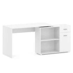 Eckschreibtisch STUARD mit Stauraum 120 x 106 x 75 cm weiss