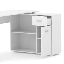 Eckschreibtisch STUARD mit Stauraum 120 x 106 x 75 cm weiss