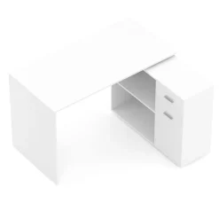 Eckschreibtisch STUARD mit Stauraum 120 x 106 x 75 cm weiss