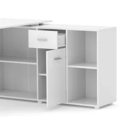 Eckschreibtisch STUARD mit Stauraum 130 x 130 x 75 cm weiss