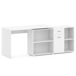 Eckschreibtisch STUARD mit Stauraum 130 x 130 x 75 cm weiss
