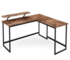Eckschreibtisch Vintage BONITA mit Monitoraufsatz 140 x 130 x 76 cm