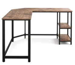 Eckschreibtisch Vintage BONITA mit Regal 138 x 138 x 75 cm