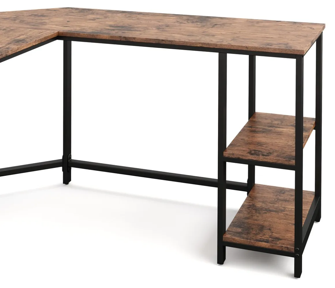 Eckschreibtisch Vintage BONITA mit Regal 138 x 138 x 75 cm