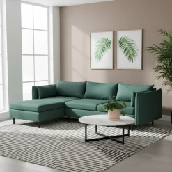 Ecksofa AIDEN links dunkelgrün
