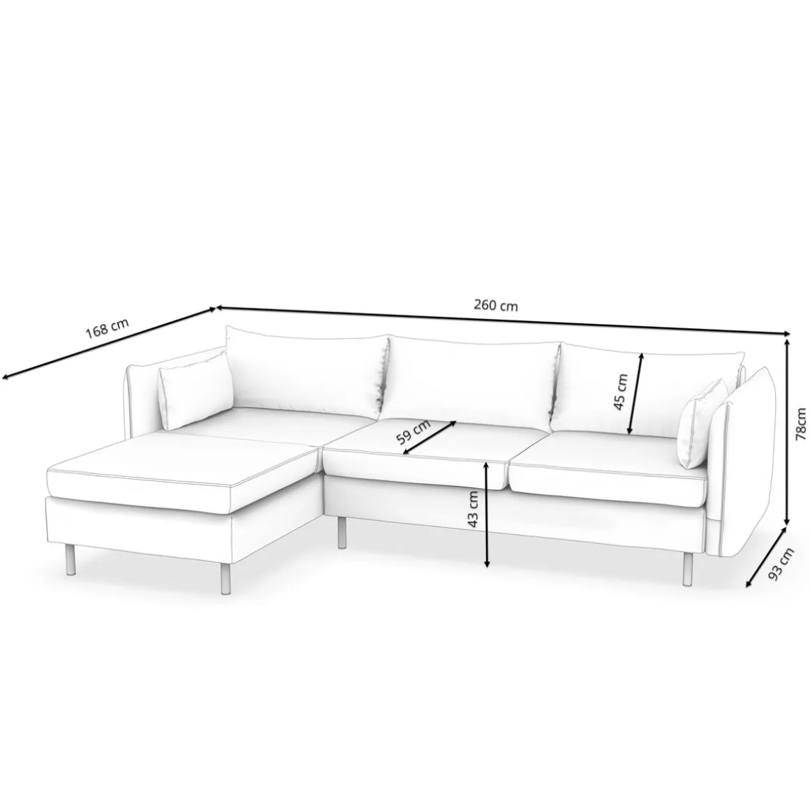 Ecksofa AIDEN links grau