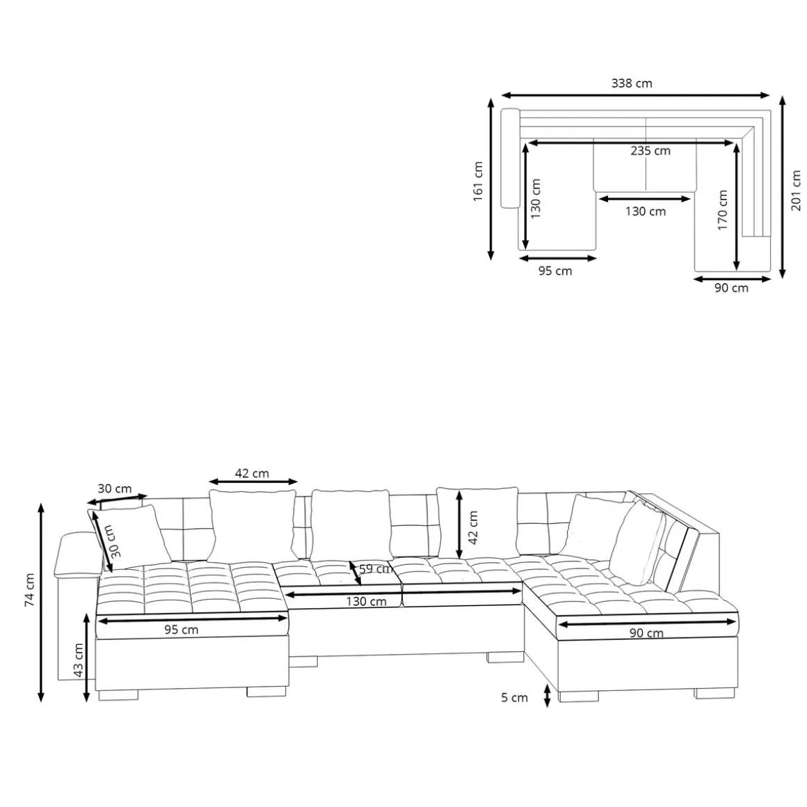 Ecksofa ARIA links anthrazit/weiss