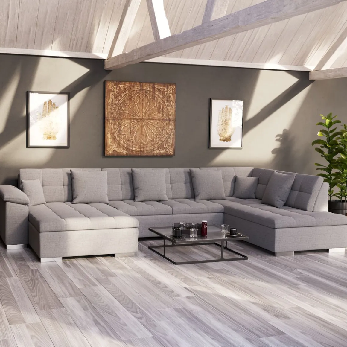 Ecksofa ARIA links grau
