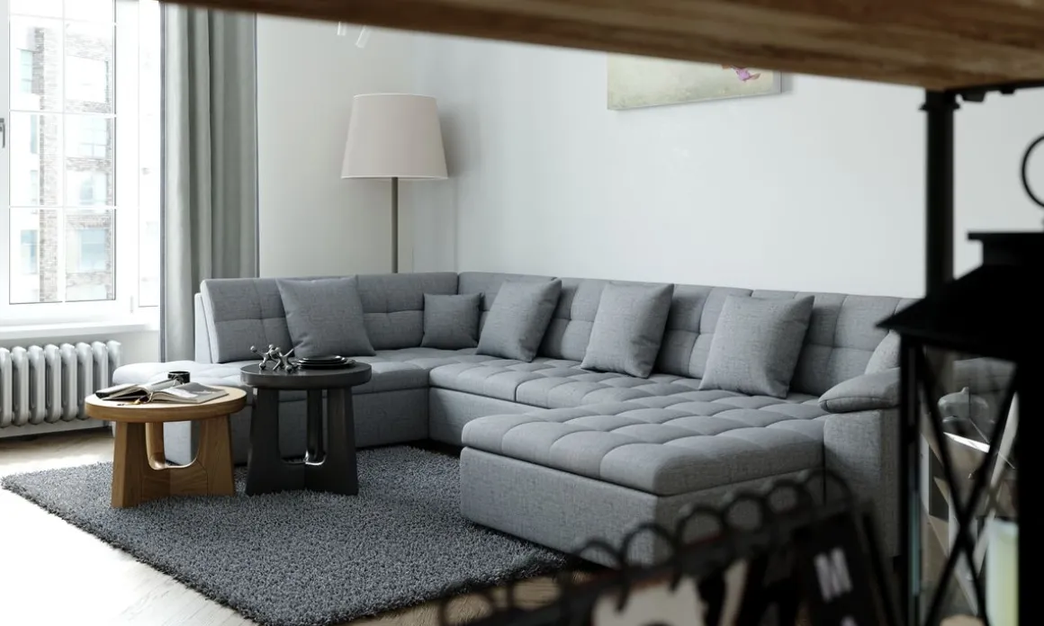 Ecksofa ARIA links grau