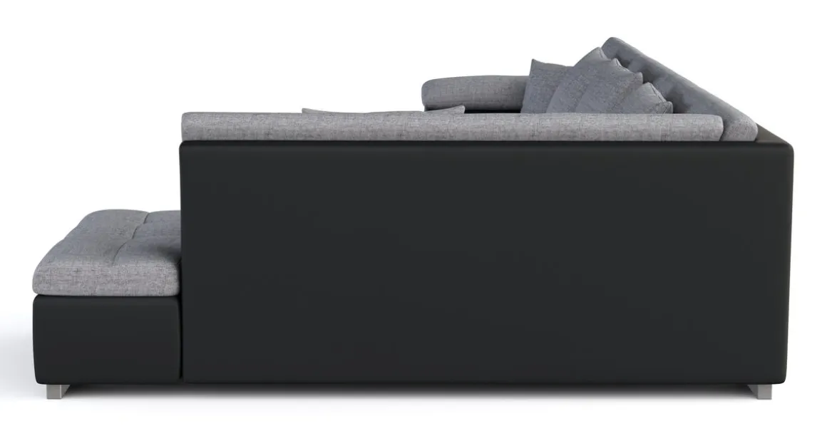 Ecksofa ARIA links grau/schwarz