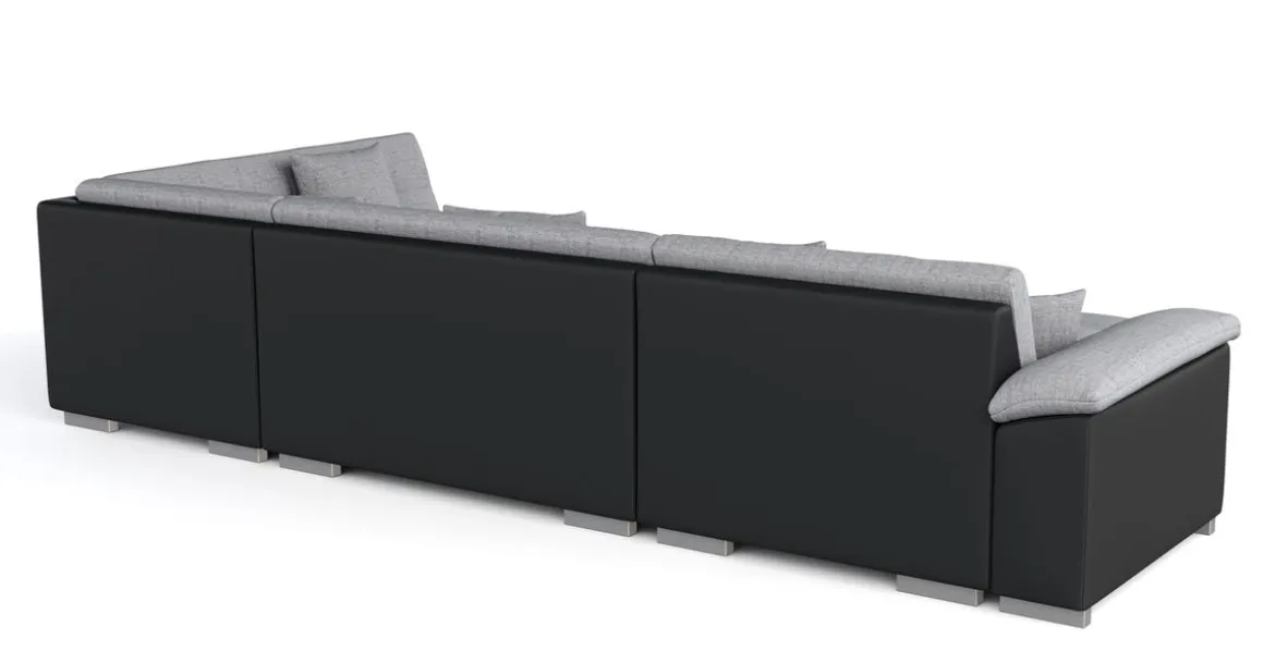 Ecksofa ARIA links grau/schwarz
