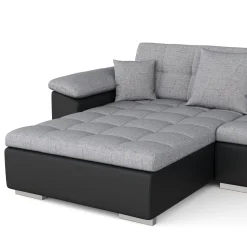 Ecksofa ARIA links grau/schwarz