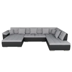 Ecksofa ARIA links grau/schwarz