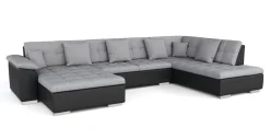 Ecksofa ARIA links grau/schwarz