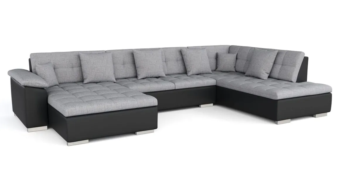 Ecksofa ARIA links grau/schwarz