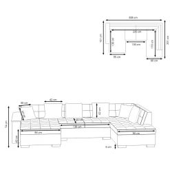 Ecksofa ARIA links taupe/weiss
