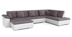 Ecksofa ARIA links taupe/weiss