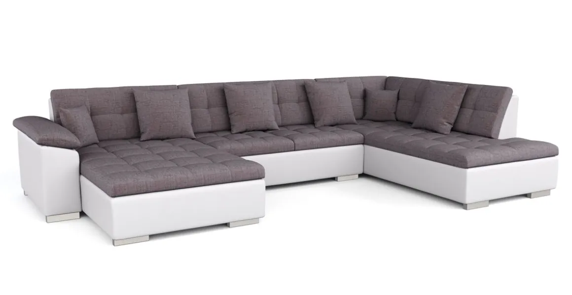 Ecksofa ARIA links taupe/weiss