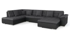 Ecksofa ARIA rechts anthrazit/schwarz