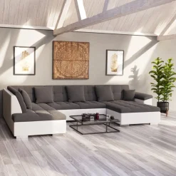 Ecksofa ARIA rechts anthrazit/weiss