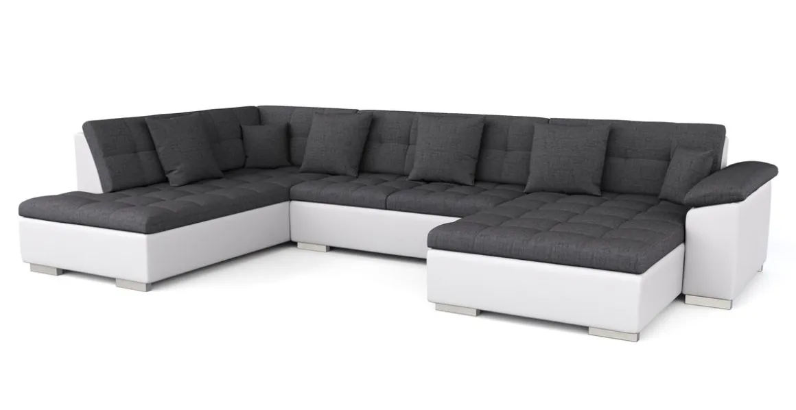 Ecksofa ARIA rechts anthrazit/weiss