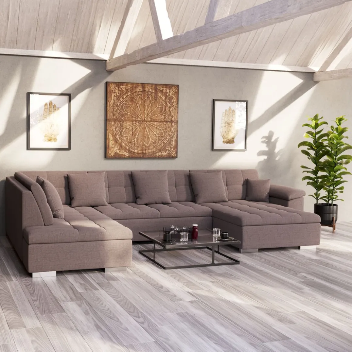 Ecksofa ARIA rechts taupe