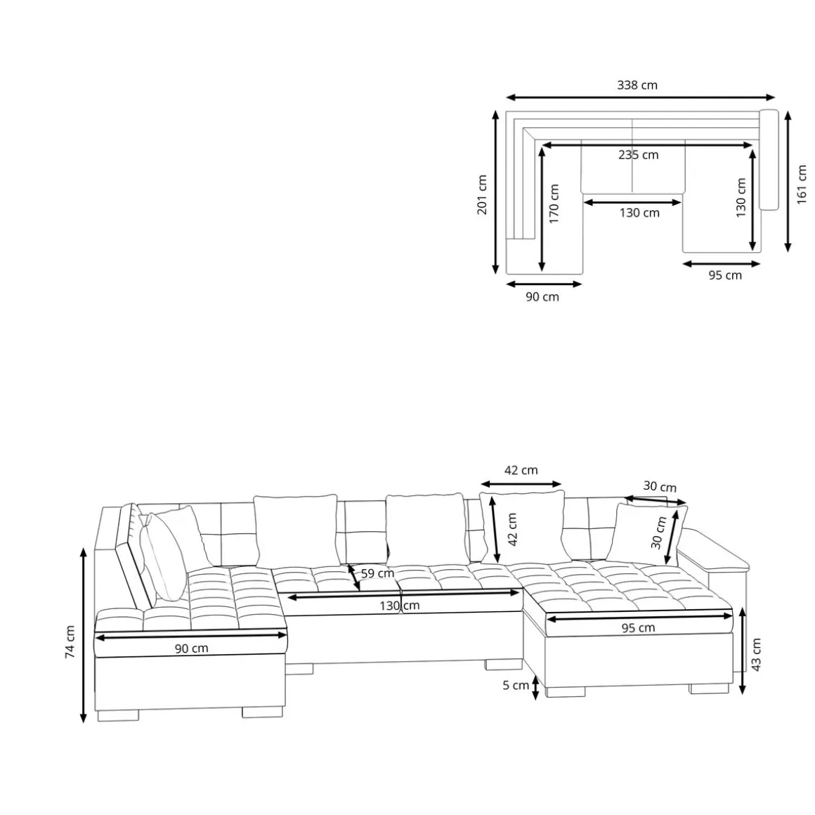 Ecksofa ARIA rechts taupe