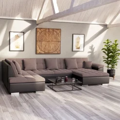 Ecksofa ARIA rechts taupe/schwarz