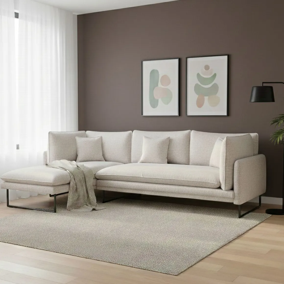Ecksofa Bouclé MARISA links creme