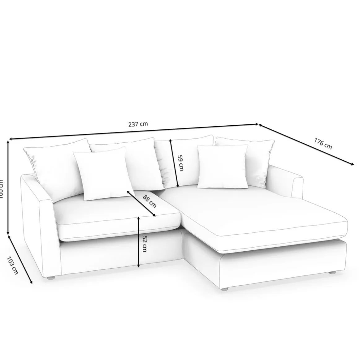Ecksofa Cord ILONA anthrazit