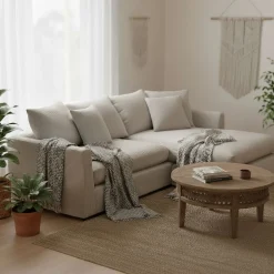 Ecksofa Cord ILONA creme