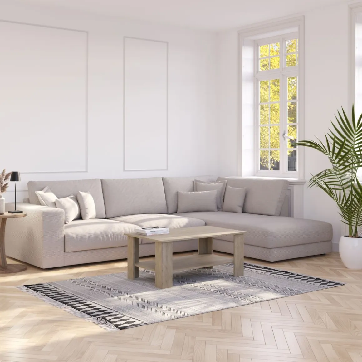 Ecksofa Cord TARJA rechts beige