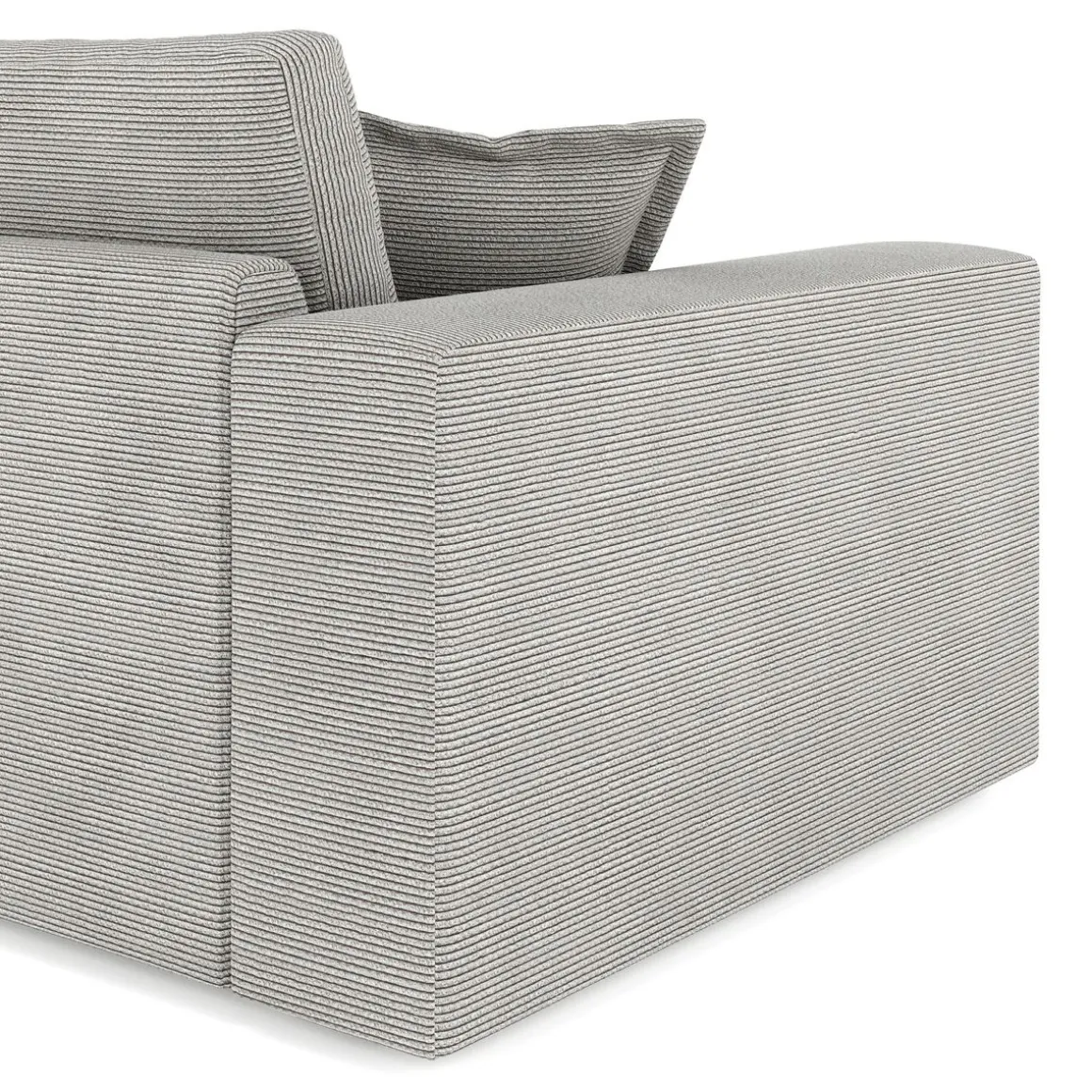 Ecksofa Cord TARJA rechts hellgrau