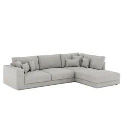 Ecksofa Cord TARJA rechts hellgrau