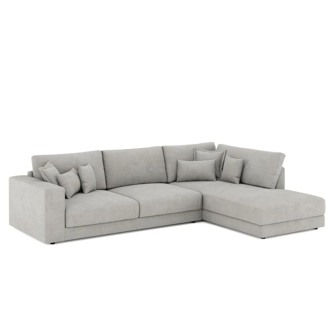 Ecksofa Cord TARJA rechts hellgrau