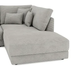 Ecksofa Cord TARJA rechts hellgrau