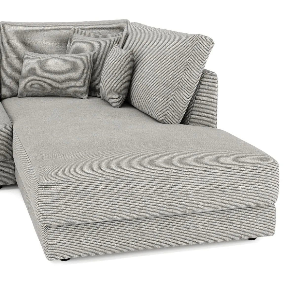 Ecksofa Cord TARJA rechts hellgrau