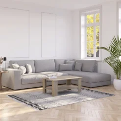 Ecksofa Cord TARJA rechts hellgrau
