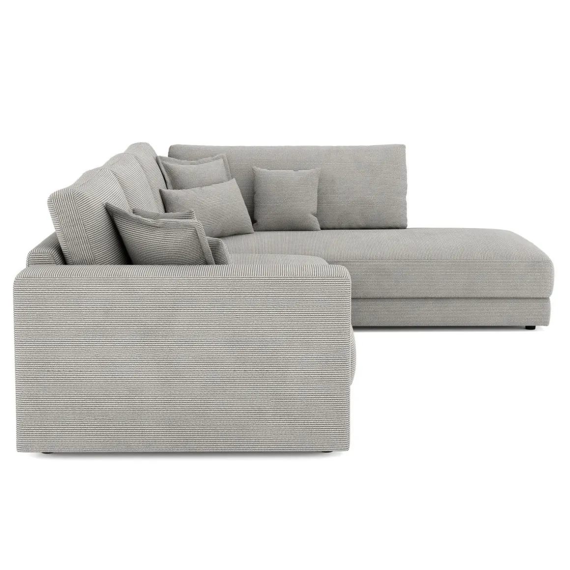 Ecksofa Cord TARJA rechts hellgrau