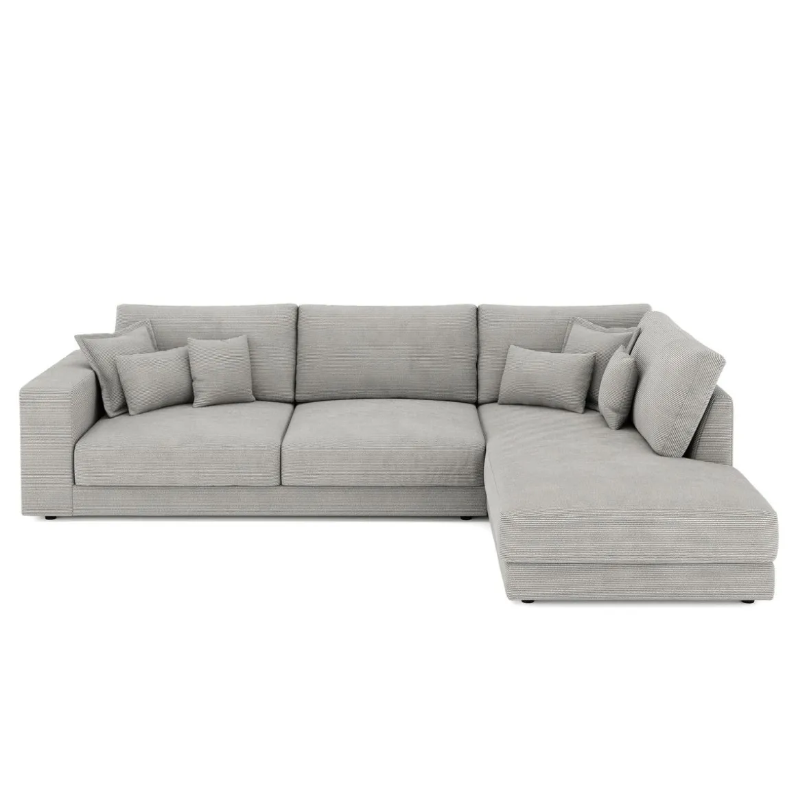 Ecksofa Cord TARJA rechts hellgrau