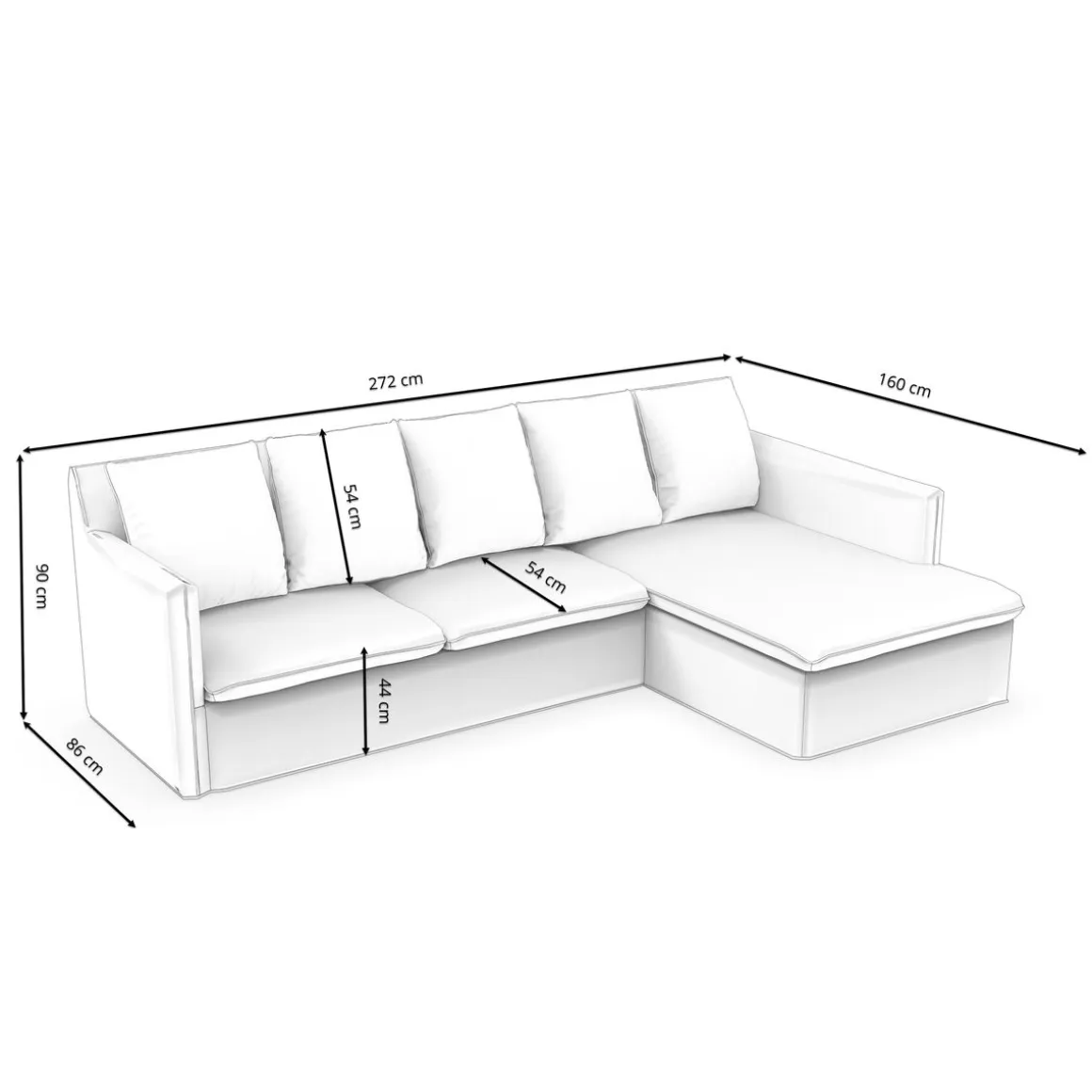 Ecksofa DINA rechts anthrazit